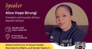 Canada : Alice Hope Birungi To Lecture At Global Conference on Sexual Health