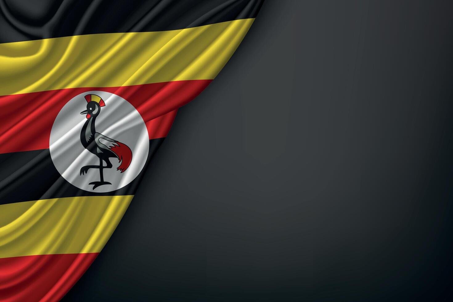 waving uganda flag on dark background vector